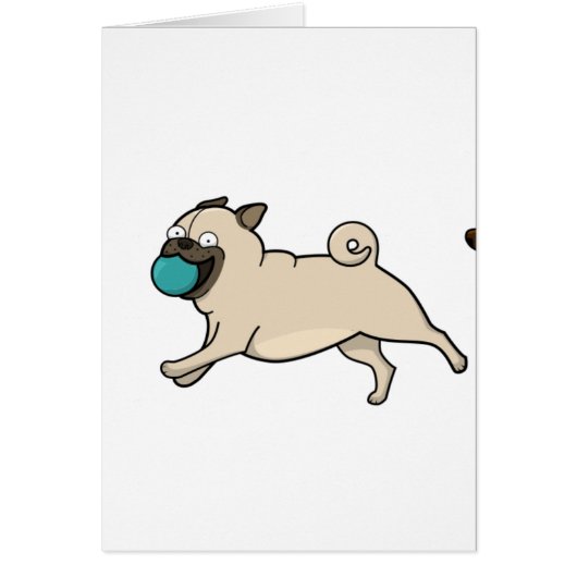 pug cartoon with ball cards (Front)