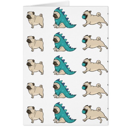 pug cartoons 2 cards (Front)