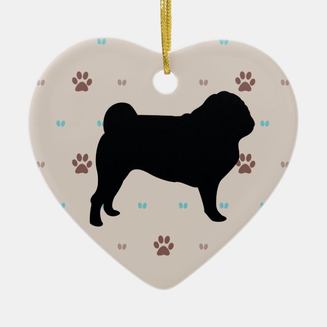 Pug Ceramic Ornament (Front)