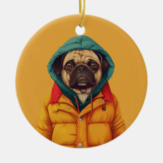 Pug ceramic ornament