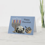 Pug Chanukah Card Menorah Dreidel<br><div class="desc">Remembering family and friends during the Chanukah season is a wonderful way to keep in touch with the people you love and care about. I created these dog Chanukah cards with love and care and I am sure anyone who loves dogs will be delighted to receive them. You do have...</div>