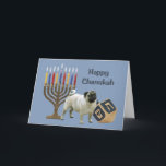Pug Chanukah Card Menorah Dreidel<br><div class="desc">Remembering family and friends during the Chanukah season is a wonderful way to keep in touch with the people you love and care about. I created these dog Chanukah cards with love and care and I am sure anyone who loves dogs will be delighted to receive them. You do have...</div>