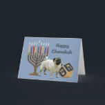 Pug Chanukah Card Menorah Dreidel<br><div class="desc">Remembering family and friends during the Chanukah season is a wonderful way to keep in touch with the people you love and care about. I created these dog Chanukah cards with love and care and I am sure anyone who loves dogs will be delighted to receive them. You do have...</div>