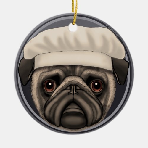 Pug Chef Ceramic Ornament