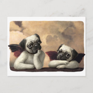 Pug Cherubs Inspired by Raphael Postcard