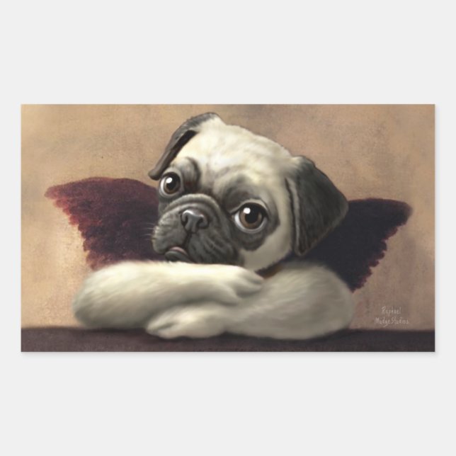 Pug Cherubs Inspired by Raphael Rectangular Sticker (Front)