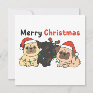 Pug Christmas Animals Cute Dogs Merry Christmas In Invitation