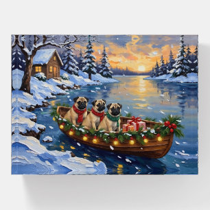Pug Christmas Boat Holiday Paperweight