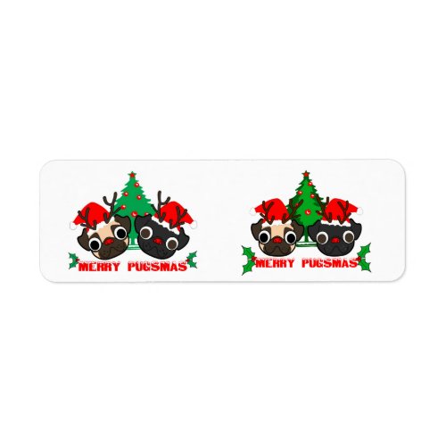 Pug Christmas Card Label