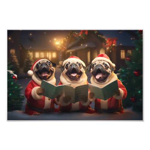Pug Christmas Carol Festive Holiday Photo Print