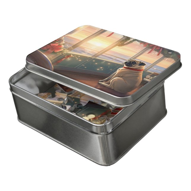 Pug Christmas Cruise: Pawsome Holiday Delight Jigsaw Puzzle (Lid Open)