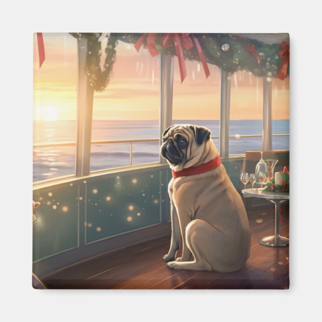 Pug Christmas Cruise: Pawsome Holiday Delight Magnet (Front)