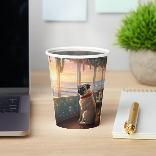 Pug Christmas Cruise: Pawsome Holiday Delight Paper Cups (Insitu)