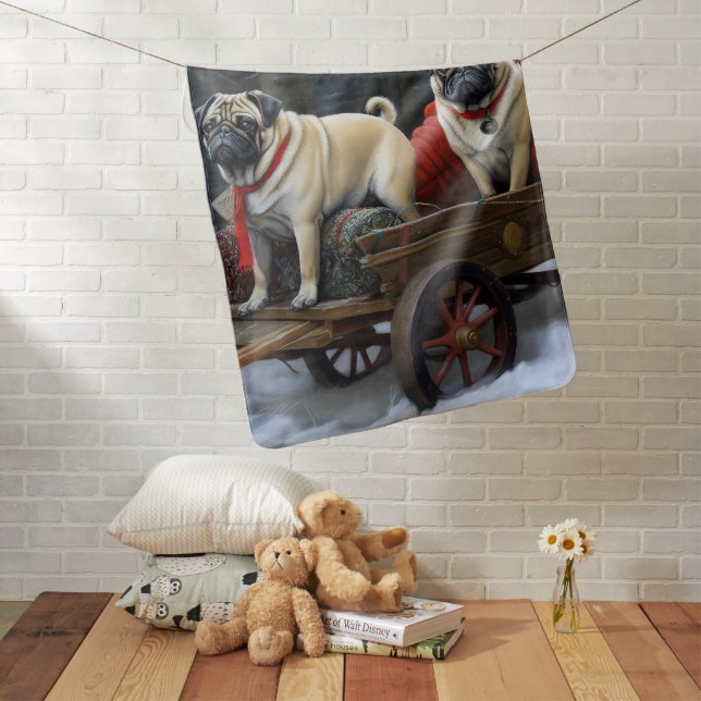 Pug Christmas Festive Season Baby Blanket (In Situ)