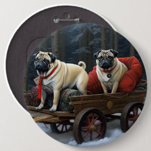 Pug Christmas Festive Season Button