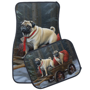 Pug Christmas Festive Season Car Floor Mat