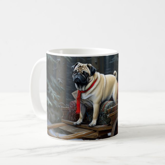 Pug Christmas Festive Season Coffee Mug (Front Left)