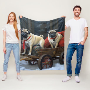 Pug Christmas Festive Season Fleece Blanket
