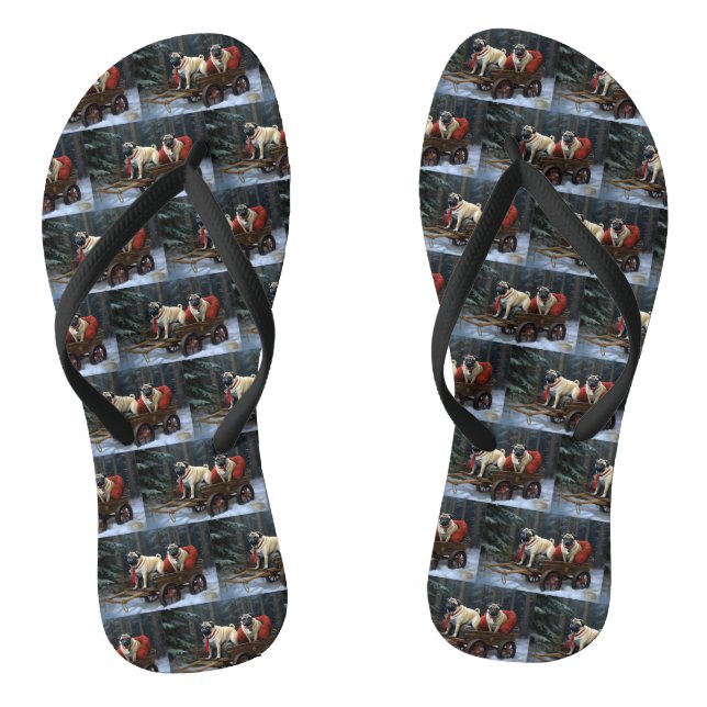 Pug Christmas Festive Season Flip Flops (Footbed)