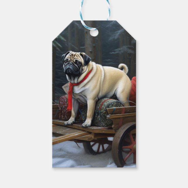 Pug Christmas Festive Season Gift Tags (Front)