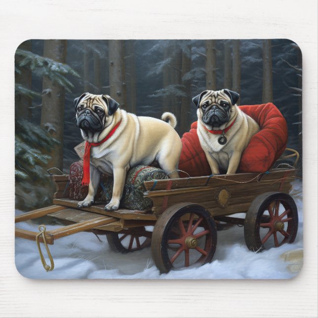 Pug Christmas Festive Season Mouse Pad (Front)