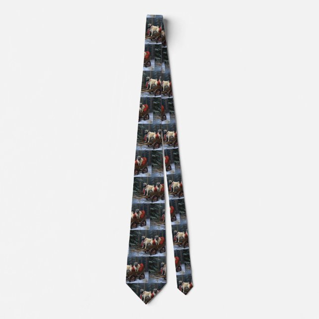 Pug Christmas Festive Season Neck Tie (Front)