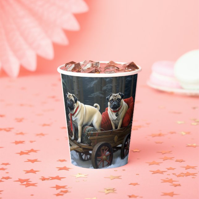 Pug Christmas Festive Season Paper Cups (Insitu)