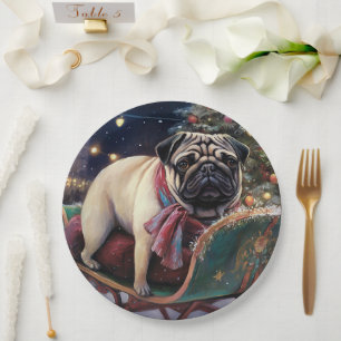 Pug Christmas Festive Season Paper Plates