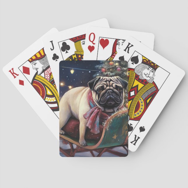 Pug Christmas Festive Season Poker Cards (Back)