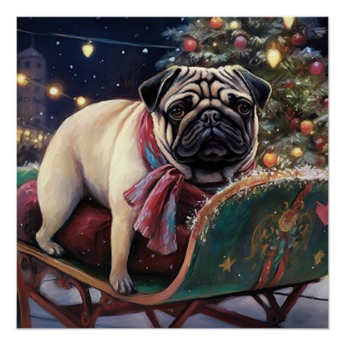 Pug Christmas Festive Season Poster