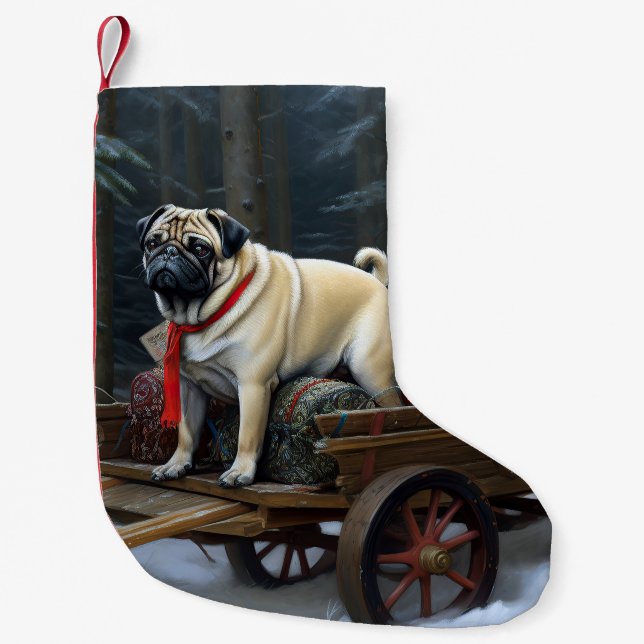 Pug Christmas Festive Season Small Christmas Stocking (Front)