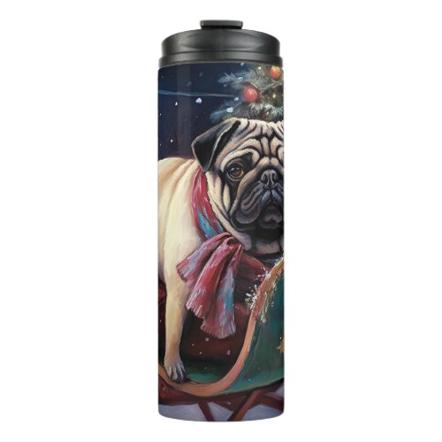 Pug Christmas Festive Season Thermal Tumbler