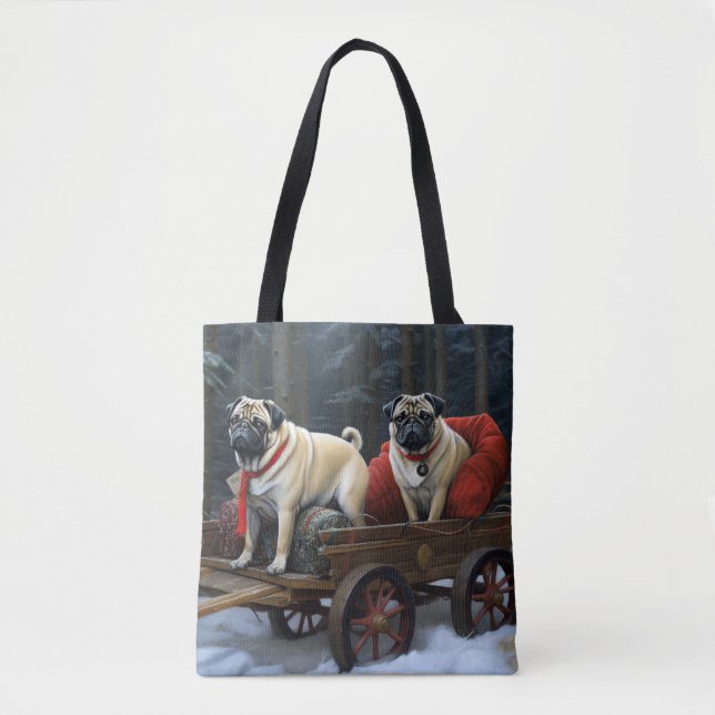 Pug Christmas Festive Season Tote Bag (Front)