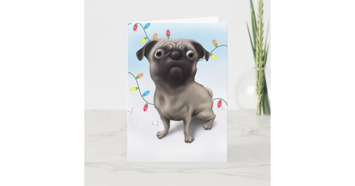 Pug Christmas Holiday Card | Zazzle