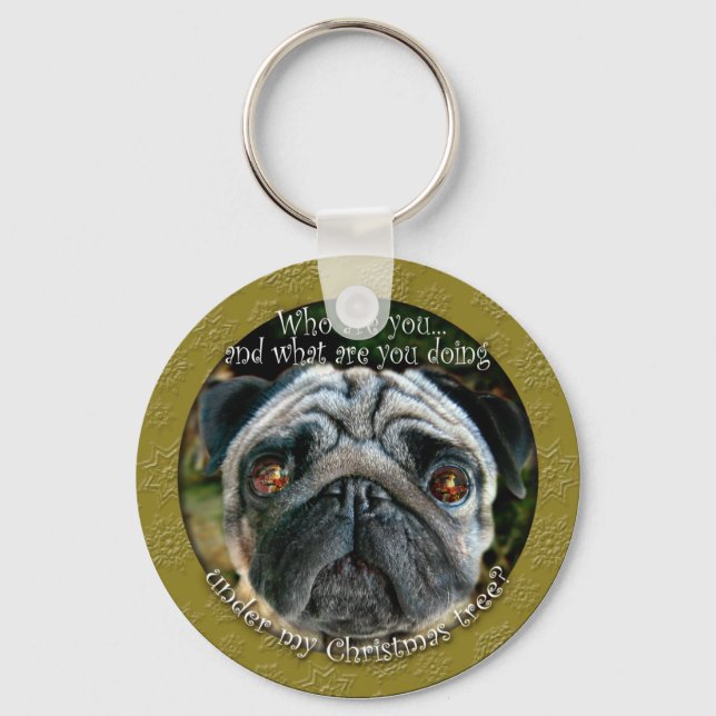 Pug Christmas Keychain (Front)