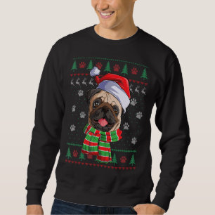 Pug Christmas Lights Santa Hat Dog  Ugly Sweater