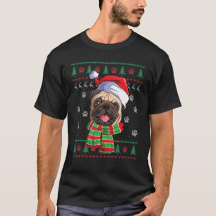 Pug Christmas Lights Santa Hat Dog Ugly Sweater