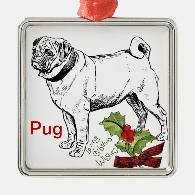Pug Christmas Ornament (Front)