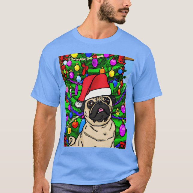 Pug Christmas Pug With A Christmas Hat And boy T-Shirt (Front)