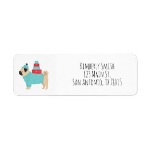 Pug Christmas Return Address Label