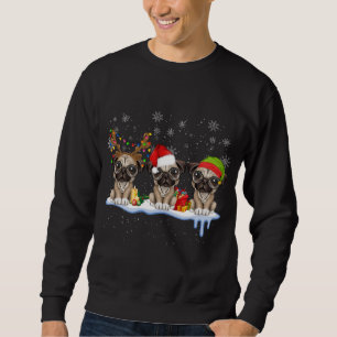 Pug Christmas Santa Hat, Funny Pugs, Xmas Sweatshirt