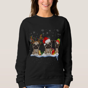Pug Christmas Santa Hat, Funny Pugs, Xmas Sweatshirt