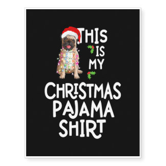 Pug Christmas Tree Light Santa Dog Xmas Pugmas Temporary Tattoos