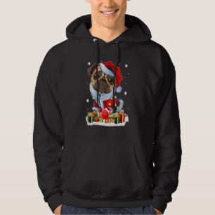 Pug Christmas Tree Lights Santa Dog Xmas Boys Pug Hoodie