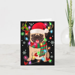 Pug Christmas Tree Lights Santa Dog Xmas Boys Pugm Card