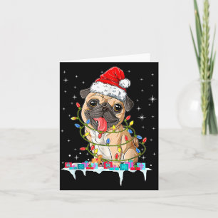 Pug Christmas Tree Lights Santa Dog Xmas  Card