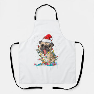 Pug Christmas Tree Lights Santa Dog Xmas Gifts Boy Apron
