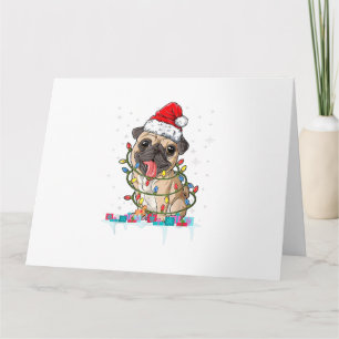 Pug Christmas Tree Lights Santa Dog Xmas Gifts Boy Card