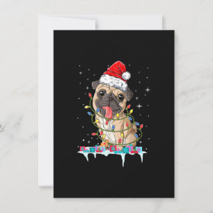 Pug Christmas Tree Lights Santa Dog Xmas Gifts Boy Invitation