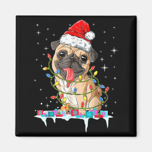 Pug Christmas Tree Lights Santa Dog Xmas  Magnet